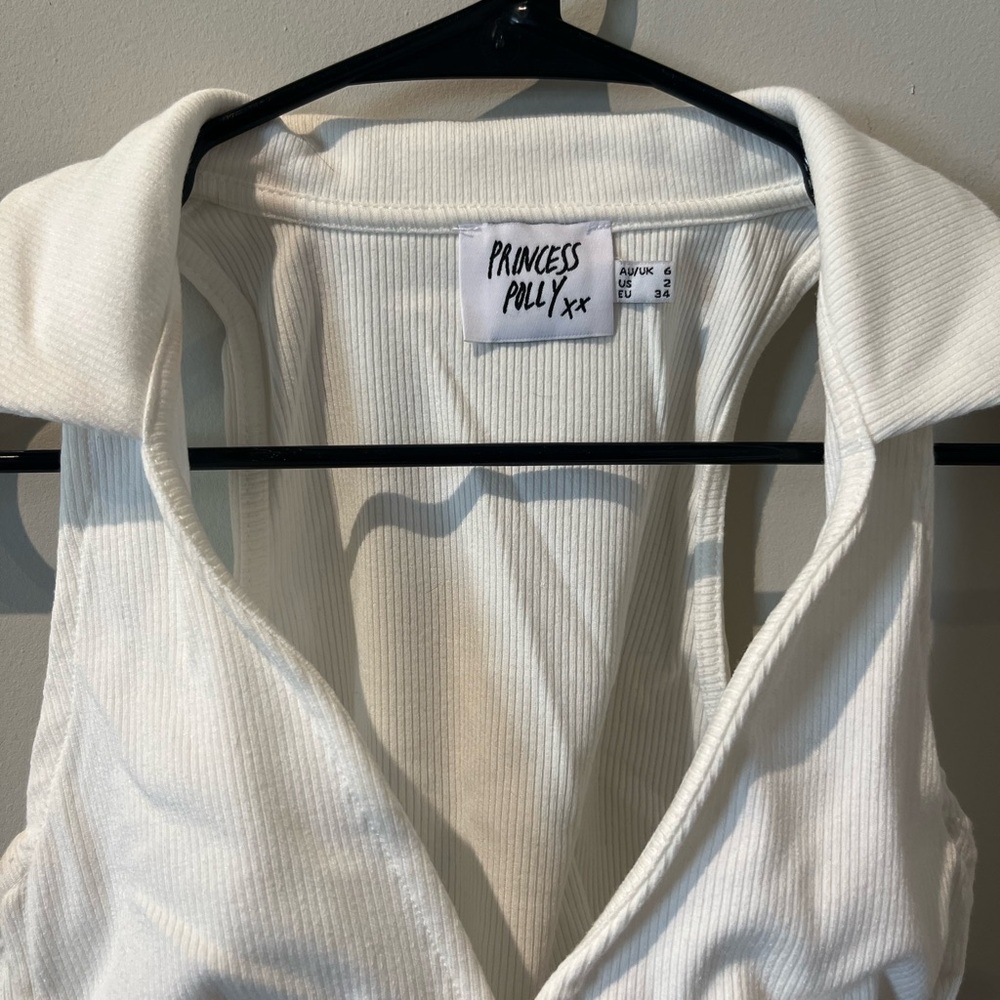 White Collared Crop Top - Picture 2 of 3